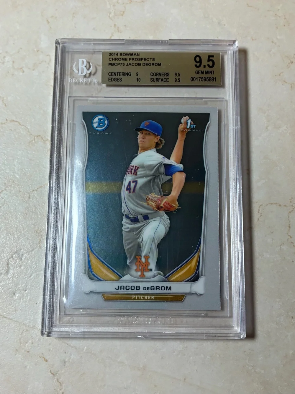 Jacob deGrom 2014 Bowman Chrome Prospects #BCP73 Graded 9.5